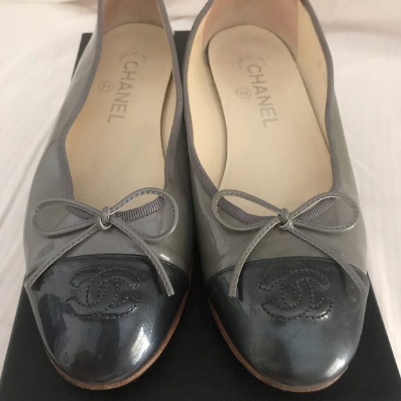 CHANEL Shoes - Authentic Chanel Grey Ballet Flats